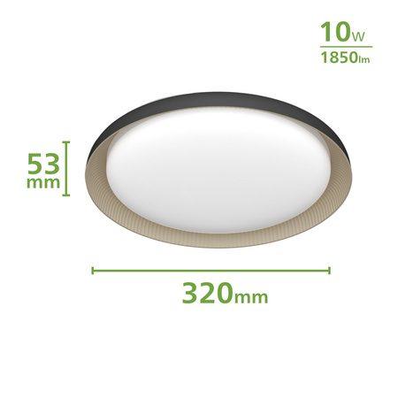 Stropné svietidlo LED Plafond 10W 1850lm 2700K SceneSwitch Black Pebblo Ultra Efficient Philips