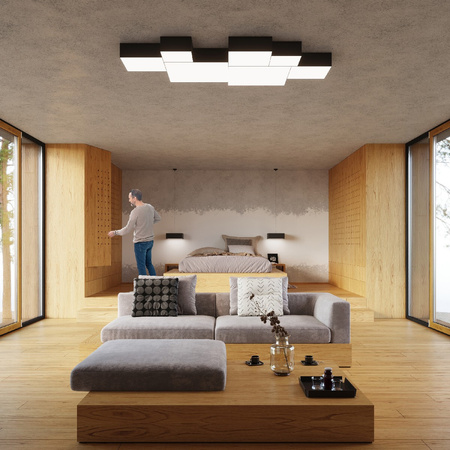 Stropné svietidlo Plafond E27 Square Black Minimalist Horus Sollux