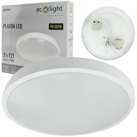 Plafond LED svietidlo na povrch 2x E27 White Round Ecolight