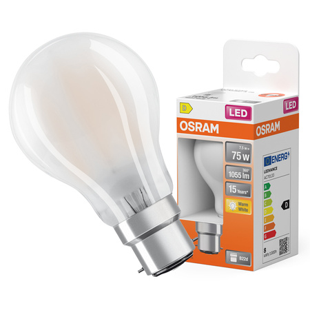 LED žiarovka A60 B22d 7,5W = 75W 1055lm 2700K teplá biela 300° Retrofit Filament CLASSIC Osram