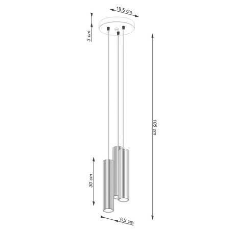 Tuba Spot 3x GU10 Black Carbon Deep Space SL.1576 Sollux Závesné svietidlo