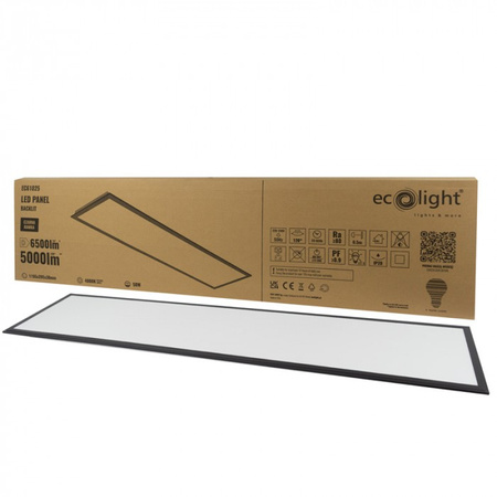 LED panel 120x30 Zápustná zapustená vanička 50W 5000lm 4000K neutrálna biela čierny Ecolight