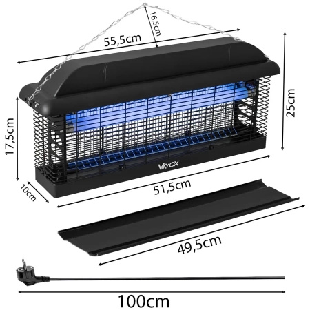 Insekticídna lampa Elektrická pasca UV 120m2 30W na muchy Komáre Hmyz VAYOX