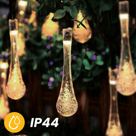 Solárna záhradná girlanda 20x LED teplá 5,8 m svetelná reťaz Icicles Teardrops
