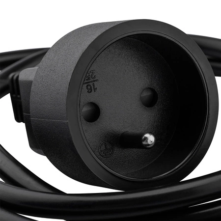 Sieťový predlžovací kábel zástrčka - zásuvka s uzemnením 5m 3x1,5mm 16A čierny ECOLIGHT