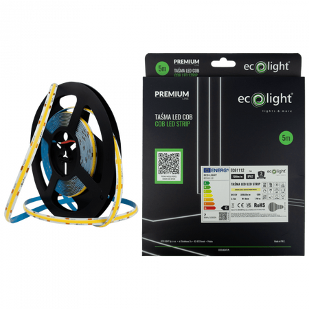 LED pásik COB 7W/m 735lm/m 320LED/m 12V 3000K, teplá biela IP67 Roll 5m Ecolight
