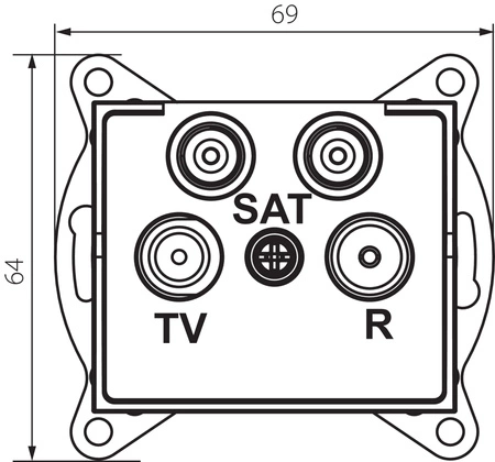 TV-2xSAT svorkovnica štvorcová biela LOGI Kanlux