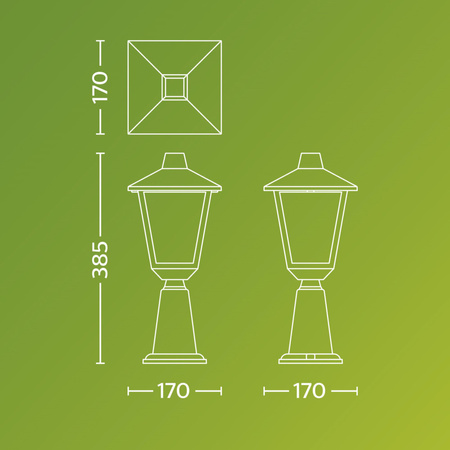 Záhradné svietidlo vonkajšie PIPE 38,5cm LATARNIA E27 IP44 Kinno Philips