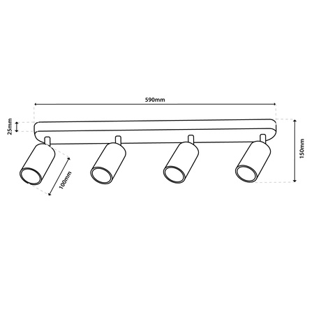 SPOT TUBA stropné svietidlo Reflektor Halogénové svietidlo 4x GU10 TABULA LUMILED