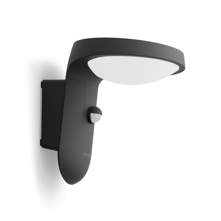 Vonkajšie solárne fasádne nástenné svietidlo LED 1,2 W 250 lm 3000K IP44pohybovým a súmrakovým senzorom Antracit Tyla Ultra Efficient Philips