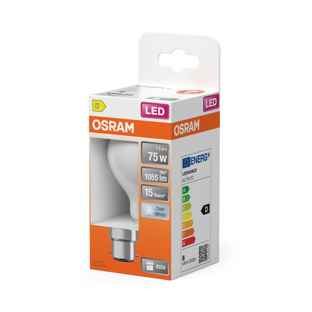LED žiarovka A60 B22d 7,5W = 75W 1055lm 4000K neutrálna biela 300° Retrofit Filament CLASSIC Osram