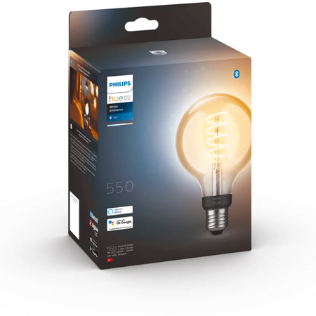 LED žiarovka E27 Sphere G93 7W = 40W 550lm 2200-4500K CCT FILAMENT SMART Smart Bluetooth ZigBee White Ambiance Philips HUE