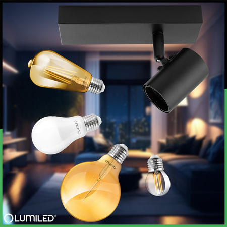 Bodové svietidlo E27 GLASA Black Lumiled LED Wall Spot Reflector