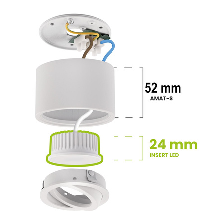 HALOGEN TUBE Spot Movable Square White 50mm + LED 7W 4000K AMAT-S LUMILED insert