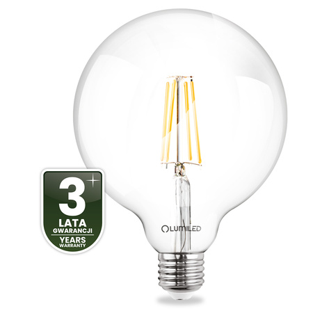 3x LED žiarovka E27 Sphere G125 7W = 60W 806lm 3000K Warm 360° FILAMENT LUMILED
