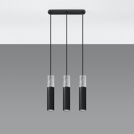 Stropné závesné svietidlo 3x GU10 Tubular Black Grey Modern Borigio Sollux