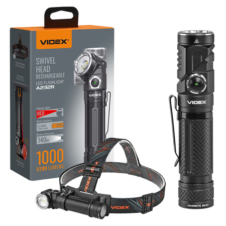 LED ručná baterka 10W 1000lm 8 Tyb USB-C Vodotesné IP66 Videx