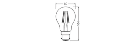LED žiarovka A60 B22d 3,4W = 40W 470lm 2700K teplá biela 300° Filament Classic Ledvance