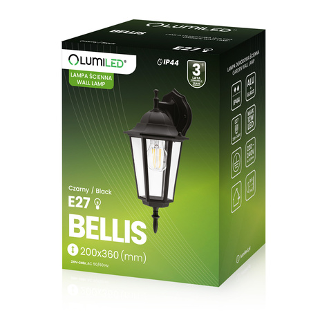 Záhradné vonkajšie svietidlo E27 čierne BELLIS LUMILED