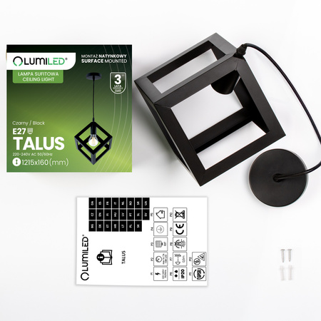 TALUS geometrické štvorcové závesné svietidlo ZWIS pre LED 1x E27 LUMILED