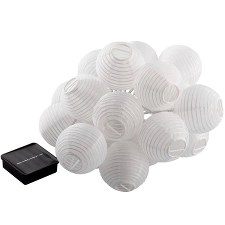 Solárna záhradná girlanda 20x LED dekoratívne lucerny 7,59 m teplé 3000K RISA LUMILED