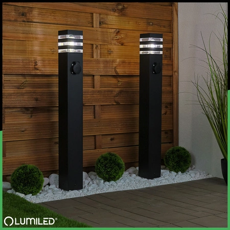 Záhradný vonkajší LED stĺpik E27 so zásuvkou TAXUS 2 80cm LUMILED
