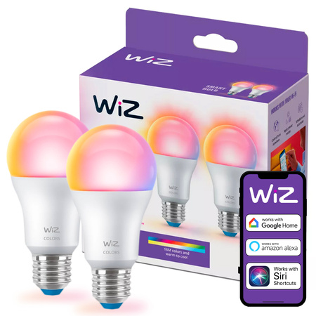 2x LED žiarovka E27 A60 8,5W = 60W 806lm 2200-6500K RGB + TW Smart SMART WiFi Bluetooth App WiZ