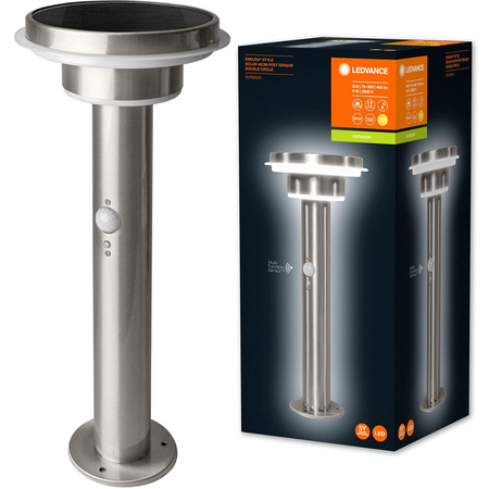 Vonkajšia záhradná LED lampa Stojaca tyč Stmievateľná 40cm 6W 400lm 3000K IP44 Strieborná so senzorom pohybu a súmraku Endura Ledvance