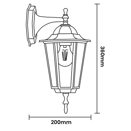 Vonkajšie fasádne nástenné svietidlo E27 LATARNIA DOWN DOWN Patina BELLIS LUMILED