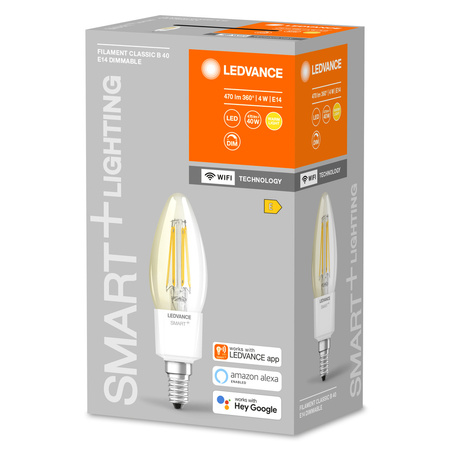 LED žiarovka E14 4W = 40W 470lm stmievateľná SMART+ WiFi Filament Classic Ledvance