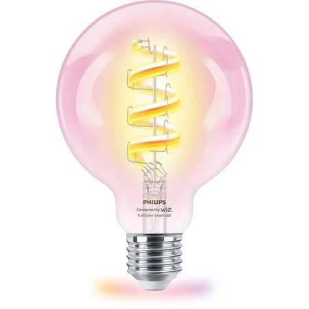 LED žiarovka E27 Sphere G95 6,3W = 40W 470lm 2200-6500K RGB + TW FILAMENT Smart SMART WiFi Bluetooth App WiZ Philips