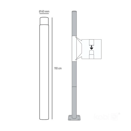 SG 4m Fi 60mm Black Kobi Skladací stĺp vonkajšieho osvetlenia
