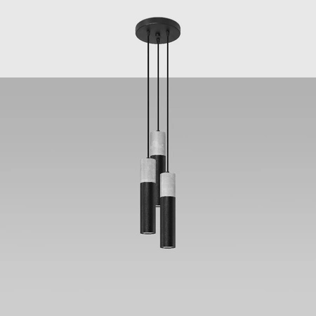 SPOT TUBA 3x GU10 Závesné svietidlo na povrch Tubular pendant Black Grey Modern Borigio Sollux