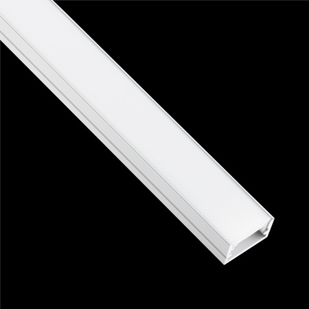 eloxovaný hliníkový profil pre LED KM35 Silver Povrchová montáž 1m + Mliečny kryt + Koncové krytky