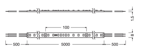 LED pásik 24V 24W 350LED teplá biela 8mm 5m Ledvance