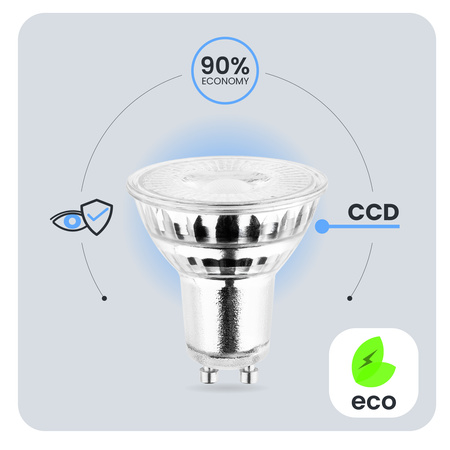10x LED žiarovka GU10 6W = 50W 580lm 3000K, teplá biela 38° Glass LUMILED