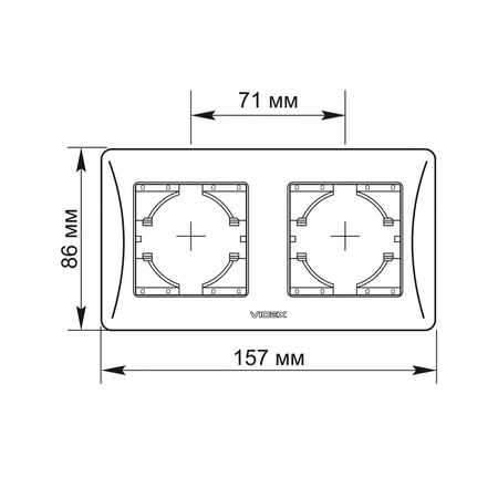 Horizontálny rám pre dvojité zásuvky Povrchová montáž čierna BINERA VIDEX