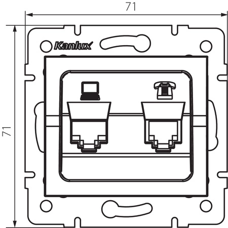 Počítačová a telefónna zásuvka RJ45 RJ11 Square White LOGI Kanlux