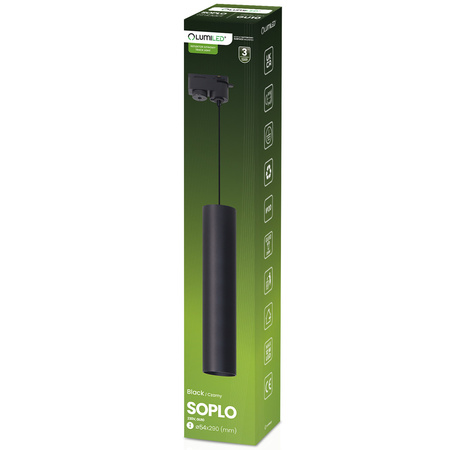 Závesné závesné svietidlo Rail 29cm Reflektor GU10 LED SOPLO Black LUMILED