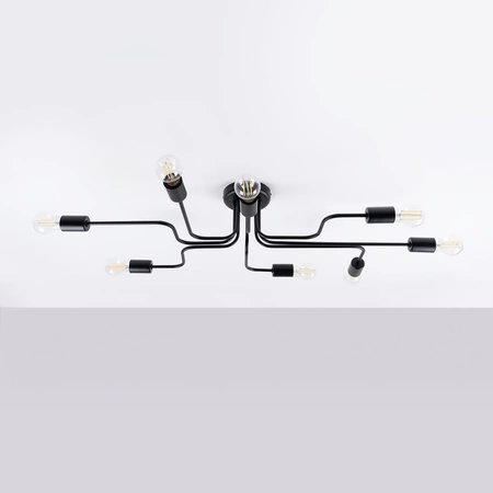 Sufit Lamp Surface-mounted Hanging 8x E27 Chandelier Irregular Black Industrial Vector Sollux