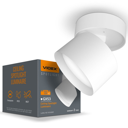 Nástenné stropné svietidlo Nástenné povrchové bodové svietidlo GX53 White Videx