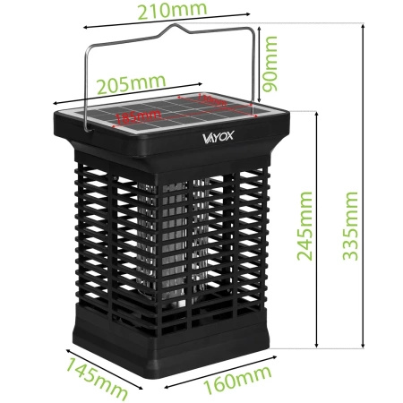 Solárna elektrická insekticídna pasca Lucerna 2v1 3W na muchy komáre hmyz VAYOX