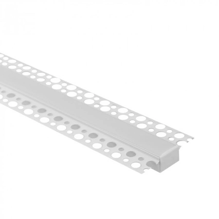 Hliníkový LED profil pre sadrokartón REGIPS široký pod omietku biely 1m s mliečnym tienidlom pre LED pásy + krytky Ecolight GPS series