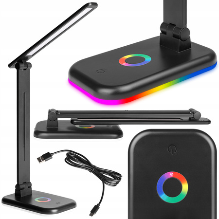 Stolná stolná lampa Nastaviteľná LED 12W 960lm 3000-4000-6500K CCT RGB Nabíjateľné školské nočné svetlo Stmievateľné zapnutie/vypnutie čierna Alma Masterled