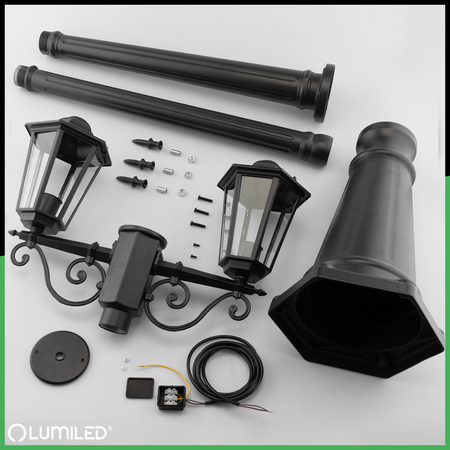 Záhradná stojaca LED lampa na stĺp 2m 2x E27 Vonkajšia dekoratívna lampa BELLIS LUMILED