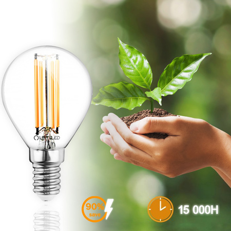 LED žiarovka E14 guľka P45 7W = 60W 806lm 4000K neutrálna biela 360° FILAMENT LUMILED