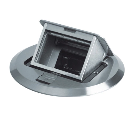 Podlahová krabica pre elektrickú zásuvku okrúhla strieborná BIURO+ Kanlux