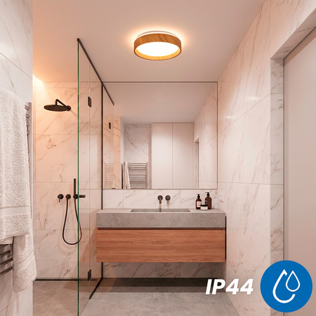 Plafond LED povrchové stropné svietidlo WOODY 18W 4000K Round IP44 27cm LUMILED