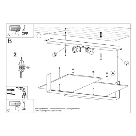 Stropné svietidlo na povrchovú montáž 2x E27 Plafond Rectangular White Modern Massimo Sollux