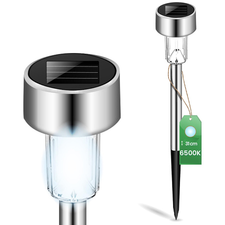 Záhradná lampa LED so solárnym pohonom Chrome 6500K PALIS LUMILED